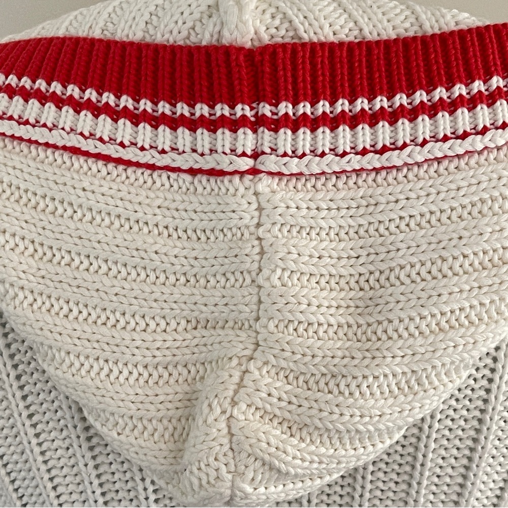 Moda International White and Red Hooded Cardigan in Small - Picture 7 of 11